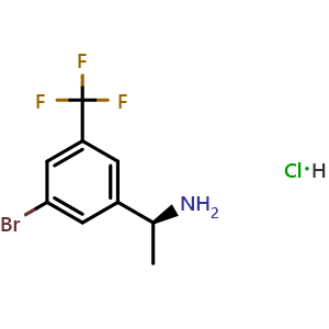 Chemical structure of (1S)-1-[3-bromo-5-(trifluoromethyl)phenyl]ethan-1-amine hydrochloride , AChemBlock W172731