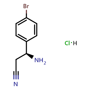 Chemical structure of (S)-3-amino-3-(4-bromophenyl)propanenitrile hydrochloride , CAS 2708343-16-0, AChemBlock W172734
