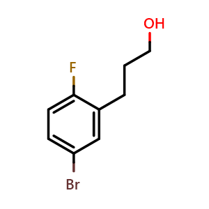 Chemical structure of 3-(5-bromo-2-fluoro-phenyl)-propan-1-ol , CAS 1057673-68-3, AChemBlock W172736