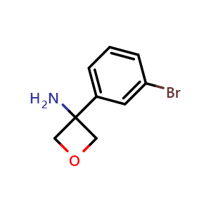 Chemical structure of 3-(3-bromophenyl)oxetan-3-amine , CAS 1332920-63-4, AChemBlock W172737