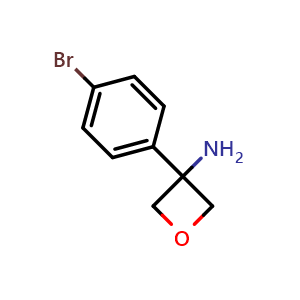 Chemical structure of 3-(4-bromophenyl)oxetan-3-amine , CAS 1349972-68-4, AChemBlock W172738