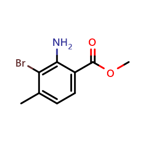 Chemical structure of Methyl 2-Amino-3-bromo-4-methylbenzoate , CAS 320740-34-9, AChemBlock W172739