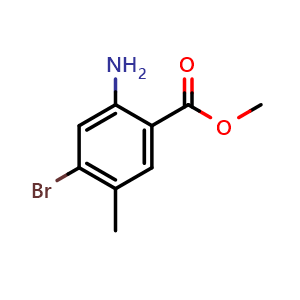 Chemical structure of methyl 2-amino-4-bromo-5-methylbenzoate , CAS 2092607-42-4, AChemBlock W172740