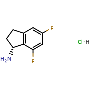 Chemical structure of (R)-5,7-difluoro-indan-1-amine hydrochloride , CAS 2682097-24-9, AChemBlock W172746