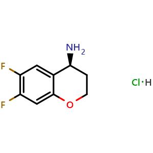 Chemical structure of (4s)-6,7-difluoro-3,4-dihydro-2h-1-benzopyran-4-amine hydrochloride , AChemBlock W172747