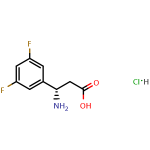 Chemical structure of (3S)-3-amino-3-(3,5-difluorophenyl)propanoic acid hydrochloride , CAS 2829281-70-9, AChemBlock W172750