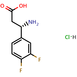 Chemical structure of (3S)-3-amino-3-(3,4-difluorophenyl)propanoic acid hydrochloride , CAS 2829281-75-4, AChemBlock W172752