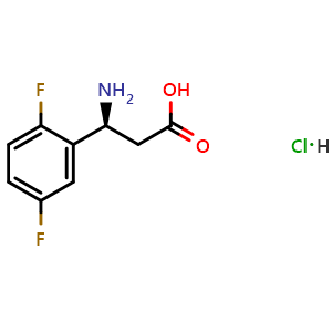 Chemical structure of (3S)-3-amino-3-(2,5-difluorophenyl)propanoic acid hydrochloride , CAS 2829289-76-9, AChemBlock W172755