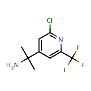 Chemical structure of 2-[2-chloro-6-(trifluoromethyl)-4-pyridyl]propan-2-amine , CAS 2940944-13-6, AChemBlock W172756