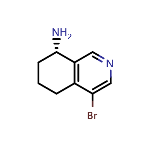 Chemical structure of (8S)-4-bromo-5,6,7,8-tetrahydroisoquinolin-8-amine , CAS 1428651-99-3, AChemBlock W172795