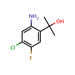 Chemical structure of 2-(2-Amino-4-chloro-5-fluorophenyl)-2-propanol , CAS 2370014-05-2, AChemBlock W172813