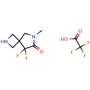 Chemical structure of 8,8-difluoro-6-methyl-2,6-diazaspiro[3.4]octan-7-one;2,2,2-trifluoroacetic acid , CAS 2193067-09-1, AChemBlock W172826