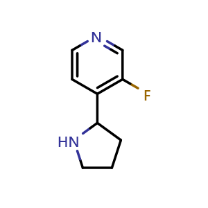 Chemical structure of 3-fluoro-4-(2-pyrrolidinyl)pyridine , CAS 1270491-52-5, AChemBlock W172829