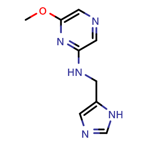 Chemical structure of N-((1H-imidazol-5-yl)methyl)-6-methoxypyrazin-2-amine , CAS 2568530-16-3, AChemBlock W172832