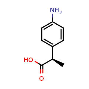 Chemical structure of (2R)-2-(4-aminophenyl)propanoic acid , CAS 110772-51-5, AChemBlock W172840