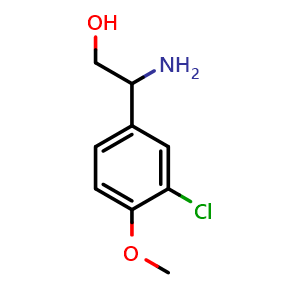Chemical structure of 2-Amino-2-(3-chloro-4-methoxyphenyl)ethanol , CAS 910443-28-6, AChemBlock W172868