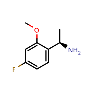 Chemical structure of (1R)-1-(4-fluoro-2-methoxyphenyl)ethan-1-amine , CAS 1217451-76-7, AChemBlock W172879