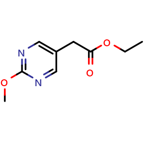 Chemical structure of ethyl 2-(2-methoxypyrimidin-5-yl)acetate , CAS 1851557-55-5, AChemBlock W172887