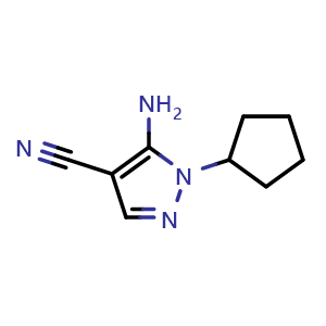 Chemical structure of 5-amino-1-cyclopentyl-1H-pyrazole-4-carbonitrile , CAS 30929-67-0, AChemBlock W172889