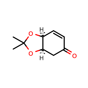 Chemical structure of (3aR,7aS)-2,2-Dimethyl-3a,4-dihydrobenzo[d][1,3]dioxol-5(7aH)-one , CAS 121651-99-8, AChemBlock W172892