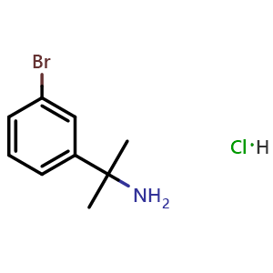 Chemical structure of 2-(3-Bromophenyl)propan-2-amine hydrochloride , CAS 676135-18-5, AChemBlock W172896