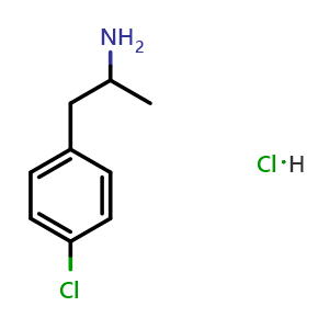 Chemical structure of 4-chloro-alpha-methylphenethylamine hydrochloride , CAS 3706-38-5, AChemBlock W172904