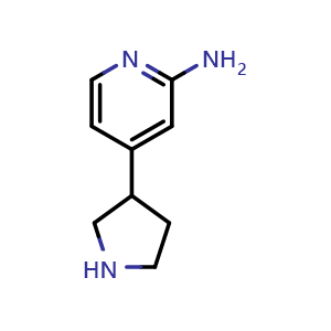 Chemical structure of 4-(pyrrolidin-3-yl)pyridin-2-amine , CAS 1159814-33-1, AChemBlock W172926