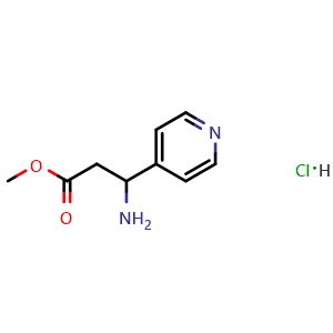Chemical structure of methyl 3-amino-3-(pyridin-4-yl)propanoate hydrochloride , CAS 1369501-61-0, AChemBlock W172937
