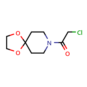 Chemical structure of 8-(2-Chloroacetyl)-1,4-dioxa-8-azaspiro[4.5]decane , CAS 158890-29-0, AChemBlock W172945