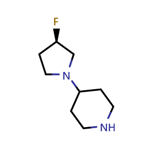 Chemical structure of (R)-4-(3-fluoro-pyrrolidin-1-yl)-piperidine , CAS 929632-65-5, AChemBlock W172965