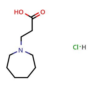 Chemical structure of 3-(azepan-1-yl)propanoic acid;hydrochloride , CAS 136671-92-6, AChemBlock W172970