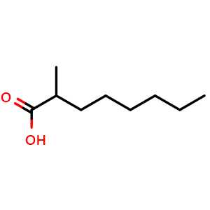 Chemical structure of 2-Methyloctanoic acid , CAS 3004-93-1, AChemBlock W172975