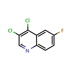 Chemical structure of 3,4-Dichloro-6-fluoroquinoline , CAS 1204810-46-7, AChemBlock W172987