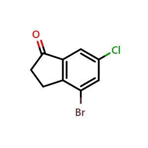 Chemical structure of 4-bromo-6-chloro-2,3-dihydro-1h-inden-1-one , CAS 1260017-94-4, AChemBlock W173005