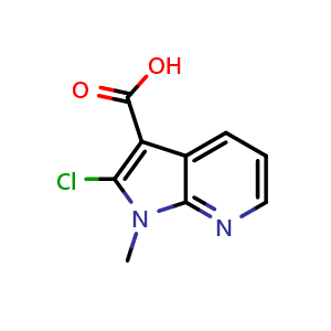Chemical structure of 2-chloro-1-methyl-pyrrolo[2,3-b]pyridine-3-carboxylic acid , AChemBlock W173027