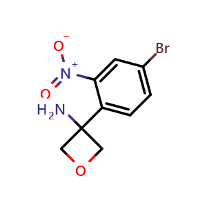 Chemical structure of 3-(4-bromo-2-nitrophenyl)oxetan-3-amine , CAS 1357259-33-6, AChemBlock W173056