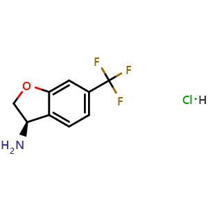 Chemical structure of (3R)-6-(trifluoromethyl)-2,3-dihydrobenzo[b]furan-3-ylamine hydrochloride , CAS 2682097-31-8, AChemBlock W173062