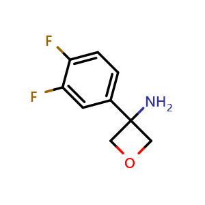 Chemical structure of 3-(3,4-difluorophenyl)oxetan-3-amine , CAS 1500763-32-5, AChemBlock W173071