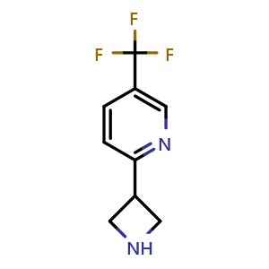 Chemical structure of 2-(azetidin-3-yl)-5-(trifluoromethyl)pyridine , CAS 1260779-70-1, AChemBlock W173079