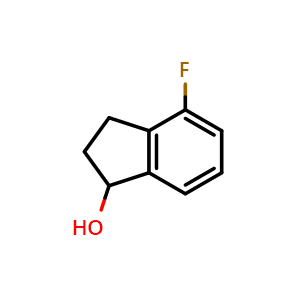 Chemical structure of 4-fluoro-2,3-dihydro-1h-inden-1-ol , CAS 52085-95-7, AChemBlock W173083