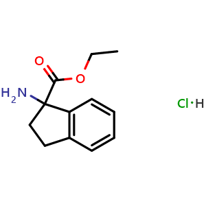 Chemical structure of Ethyl 1-amino-indan-1-carboxylate hydrochloride , CAS 1306606-03-0, AChemBlock W173138