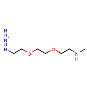 Chemical structure of N3-PEG2-CH2CH2NHMe , CAS 1072920-62-7, AChemBlock W173150
