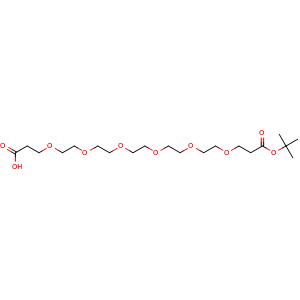 Chemical structure of HOOCCH2CH2O-PEG5-CH2CH2COOtBu , CAS 2093153-84-3, AChemBlock W173164