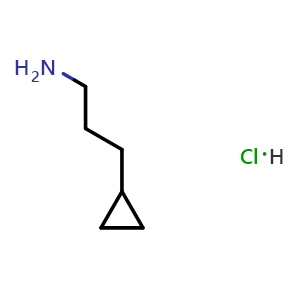 Chemical structure of Cyclopropanepropanamine hydrochloride , CAS 1217126-76-5, AChemBlock W173175