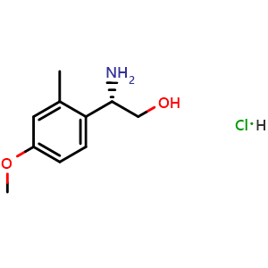 Chemical structure of (2S)-2-amino-2-(4-methoxy-2-methyl-phenyl)ethanol hydrochloride , CAS 1391436-21-7, AChemBlock W173193