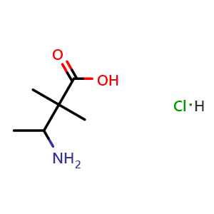 Chemical structure of 3-amino-2,2-dimethylbutanoic acid hydrochloride , CAS 180181-84-4, AChemBlock W173203