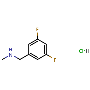 Chemical structure of [(3,5-difluorophenyl)methyl](methyl)amine hydrochloride , CAS 90389-29-0, AChemBlock W173204