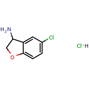 Chemical structure of 5-chloro-2,3-dihydrobenzofuran-3-amine hydrochloride , CAS 669-45-4, AChemBlock W173205