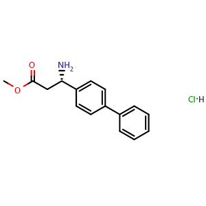 Chemical structure of methyl (3S)-3-amino-3-(4-phenylphenyl)propanoate hydrochloride , CAS 2253619-90-6, AChemBlock W173209