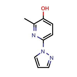 Chemical structure of 2-methyl-6-(1H-pyrazol-1-yl)pyridin-3-ol , AChemBlock W173222
